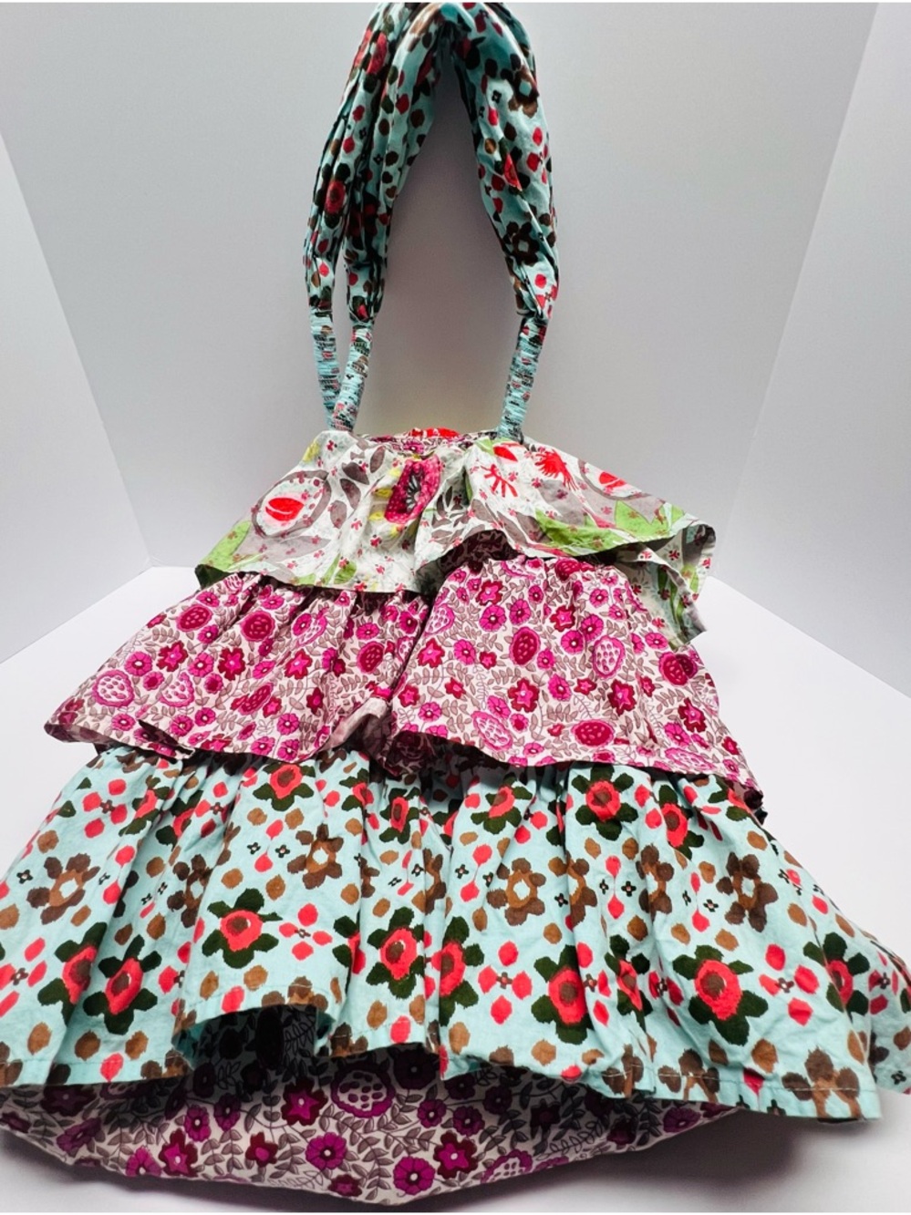 FUNKTION White Label‎ Patchwork Ruffle Tote Bag Floral Boho Cotton Shoulder Bag - Picture 9 of 10